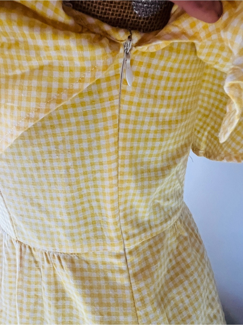 Gingham One-Shoulder Ruffle Short Dress - Picture 7 of 7